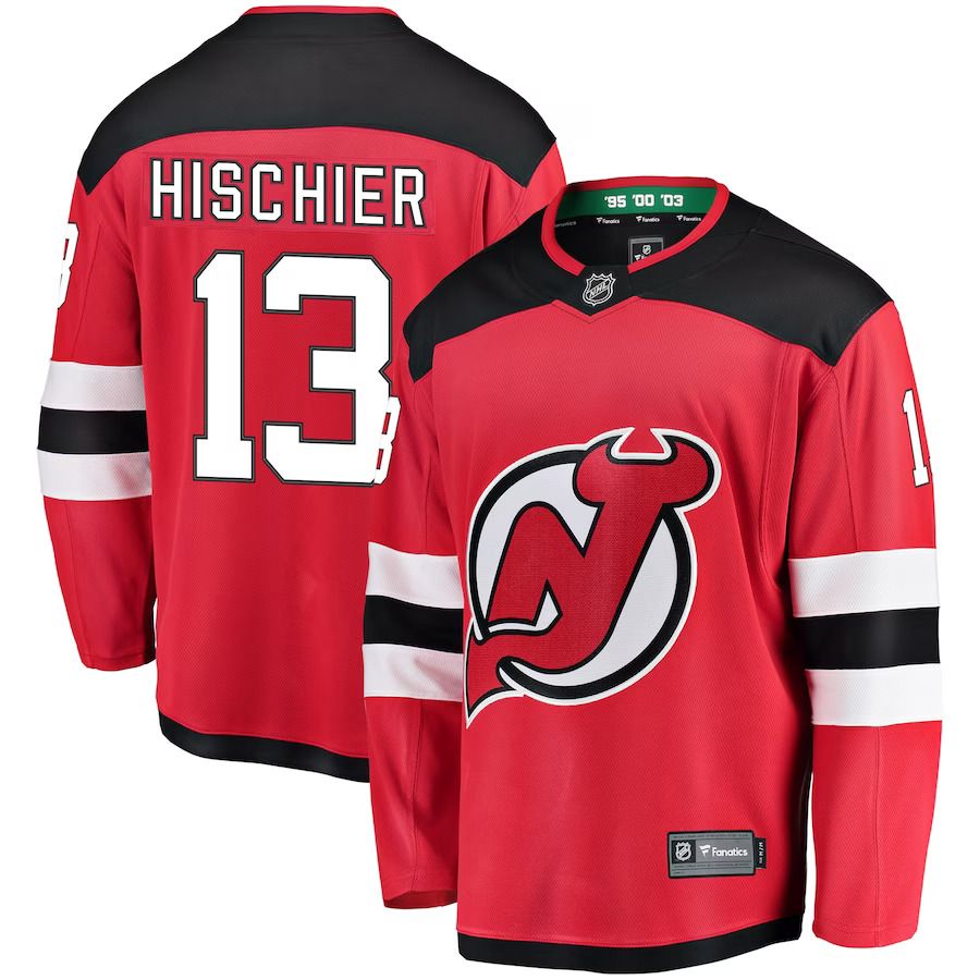 Men New Jersey Devils #13 Nico Hischier Fanatics Branded Red Breakaway Player NHL Jersey